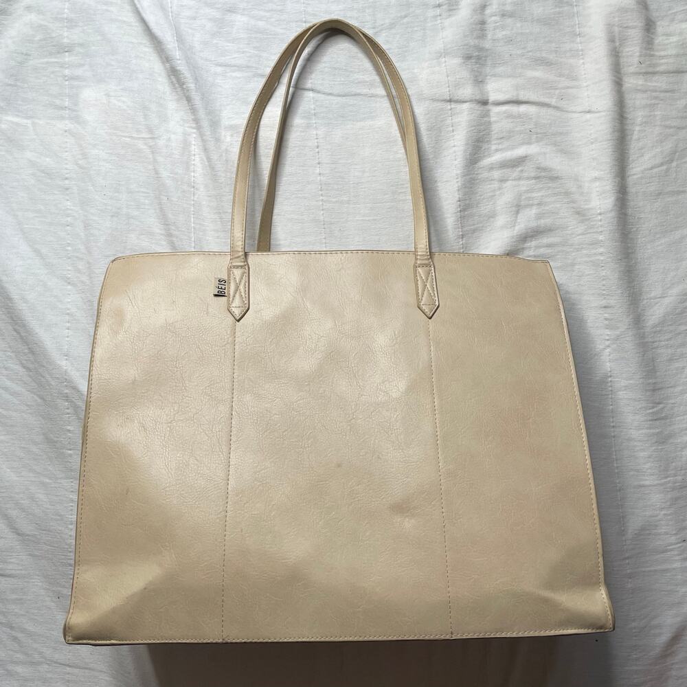 Beis Large Work Tote Bag Beige Shoulder Bag Crossbody